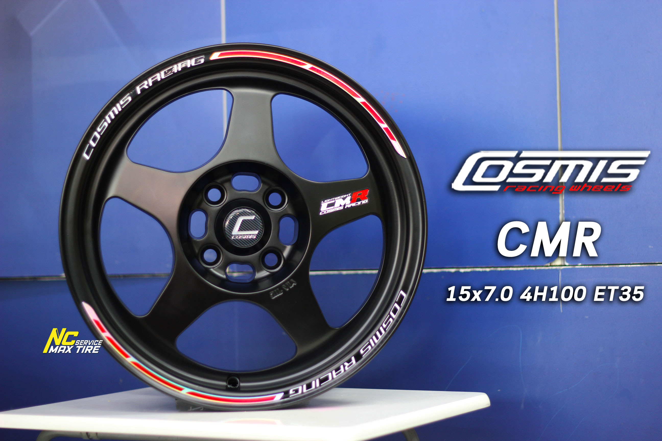 ล้อแม็กขอบ15 / Cosmis / CMR / ล้อแม็กสีดำด้าน / 15X7 4H100 ET35