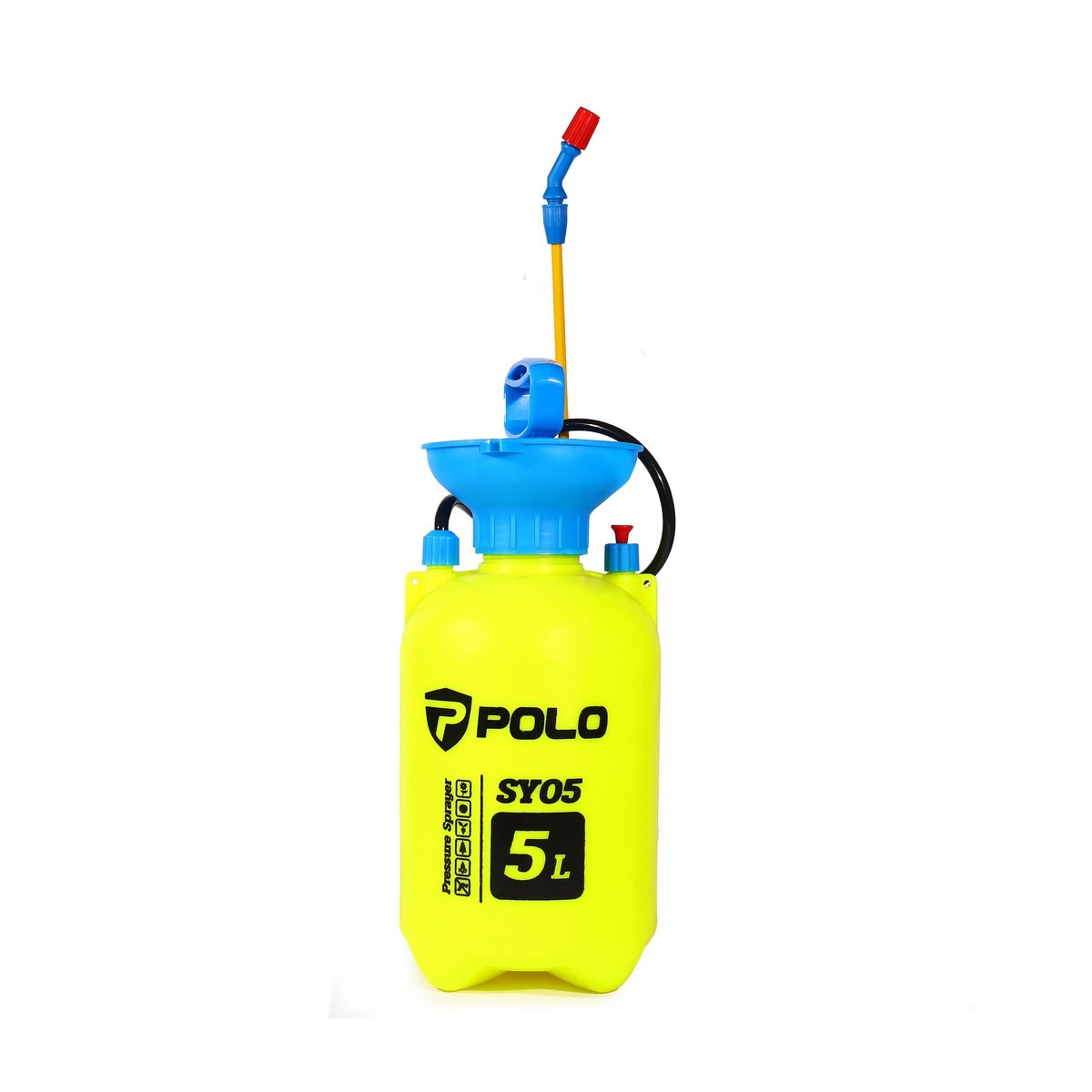 POLO เครื่องพ่นยา มือโยก 5 ลิตร รุ่น SY05 ระยะในการพ่น 6 เมตร แรงดัน 2-3 บาร์ เหมาะสำหรับพ่นของเหลว เช่น ยากำจัดศัตรูพืช น้ำยาฆ่าเชื้อโรค หรืออื่นๆ (โปโล)