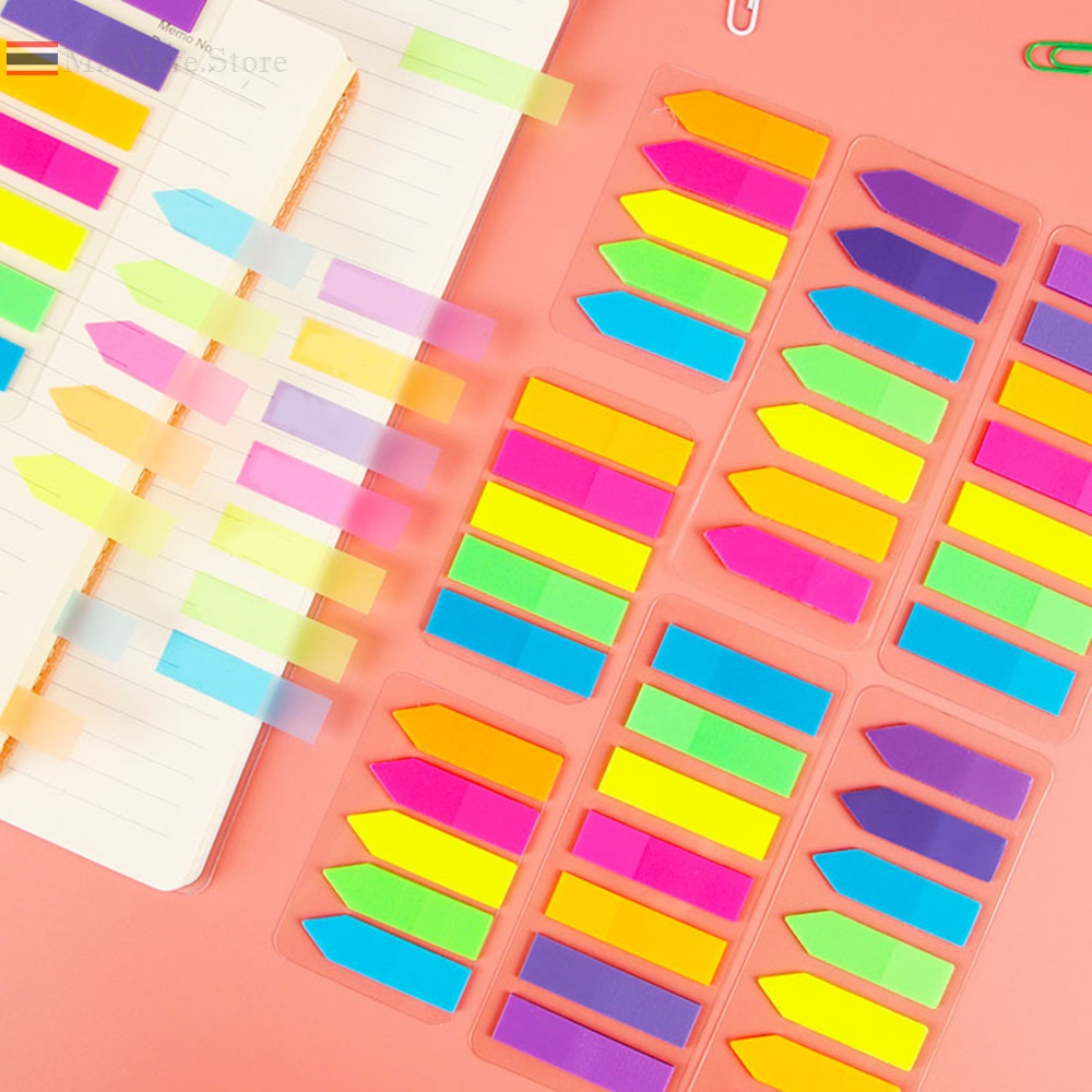 โพสท์อิท แถบสี พลาสติกโน๊ต คั่นหนังสือ สติ๊กเกอร์ไฮไลท์ แบบพลาสติก มีกาวติดด้านหลัง/NOTE-002