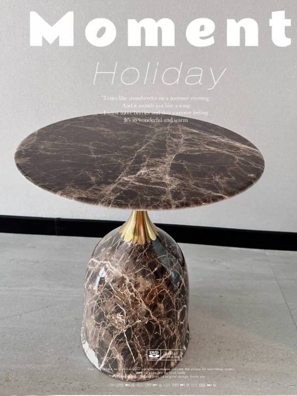 CT217D114 ZEITAKU โต๊ะกลมหินอ่อน โต๊ะกลมเล็ก มุมแขกสุดหรูน้ำหนักเบา Sofa side table Bedside table