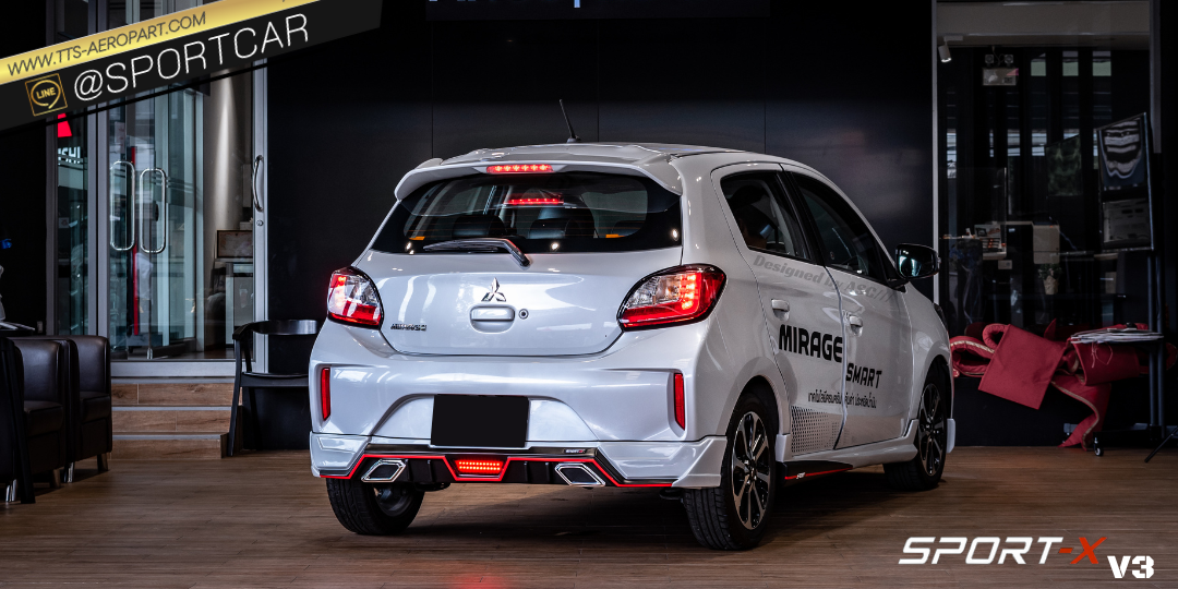 ชุดแต่ง Mirage 2024 2023 2022 2021 2020 ทรง Sport X V3 ท่อเหลี่ยม/ใบไม้ - มิตซูบิชิ มิราจ ใหม่ mirage แต่งสวย สเกิร์ต รอบคัน Mirage ราคาเบาๆ line id : @sportcar