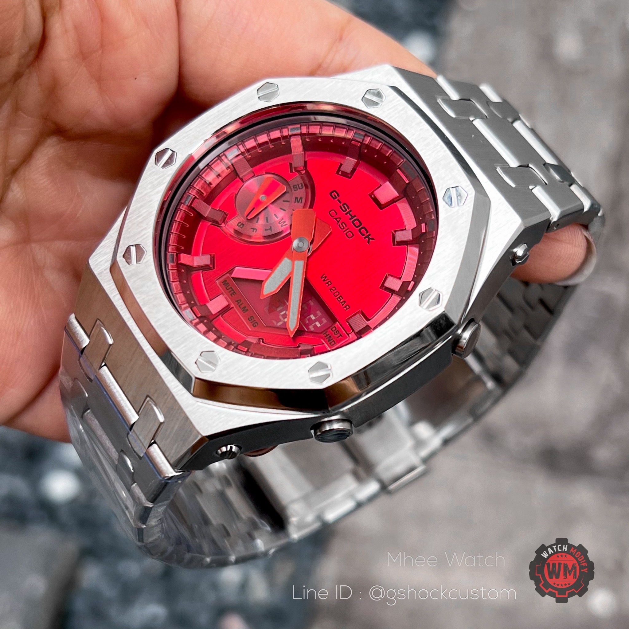 G-Shock AP Casioak GM-2100 Ironman Red Dial Silver Full Metal