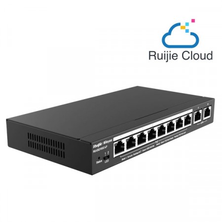 Reyee RG-ES210GC-LP 10-Port Gigabit Smart Cloud Mananged PoE Switch, including 8 PoE/POE+ Ports, 70W PoE Power Budget, Desktop Steel Case