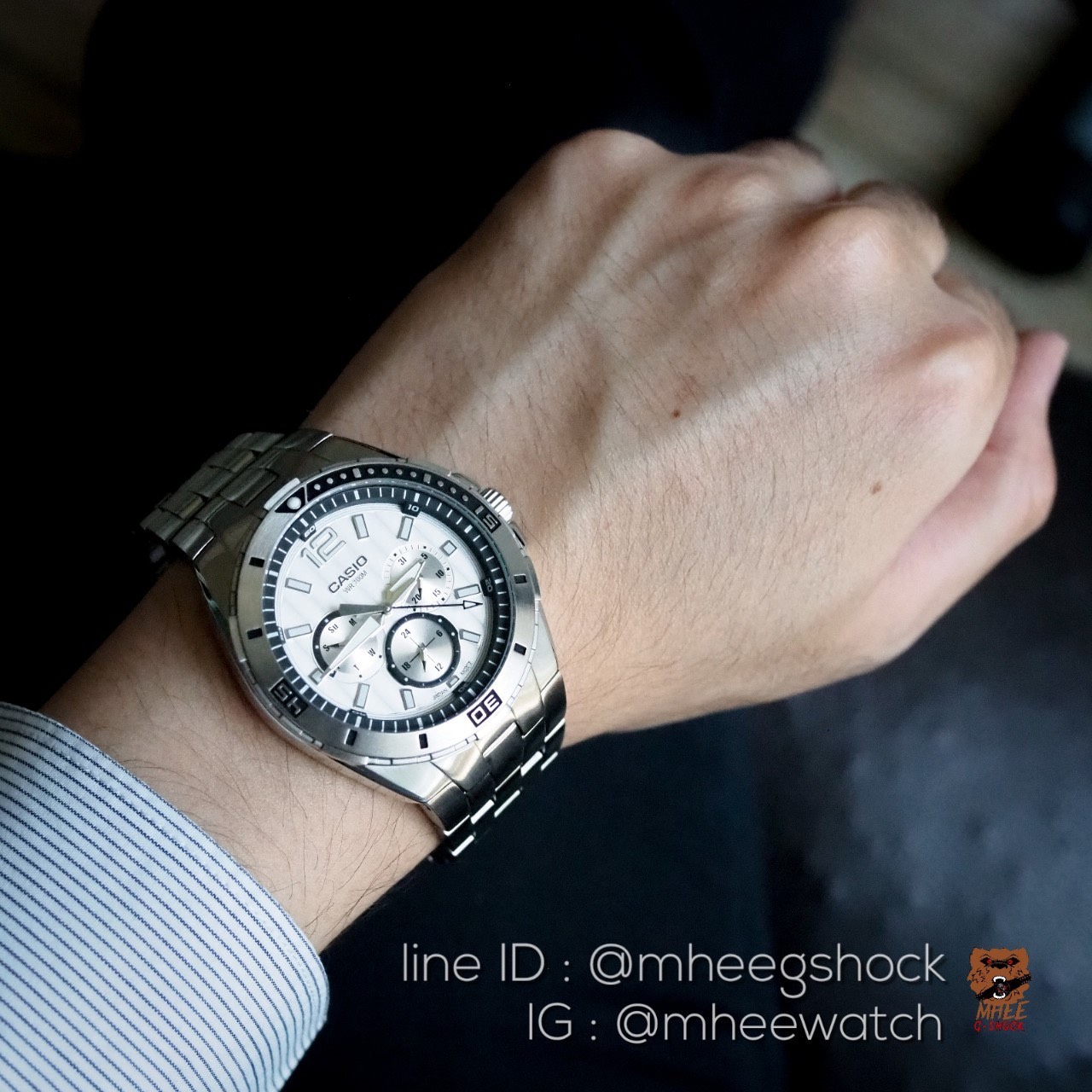 Casioหน้าโครโนกราฟ หน้าPanda สายจิวเบอรี่(Rare item)