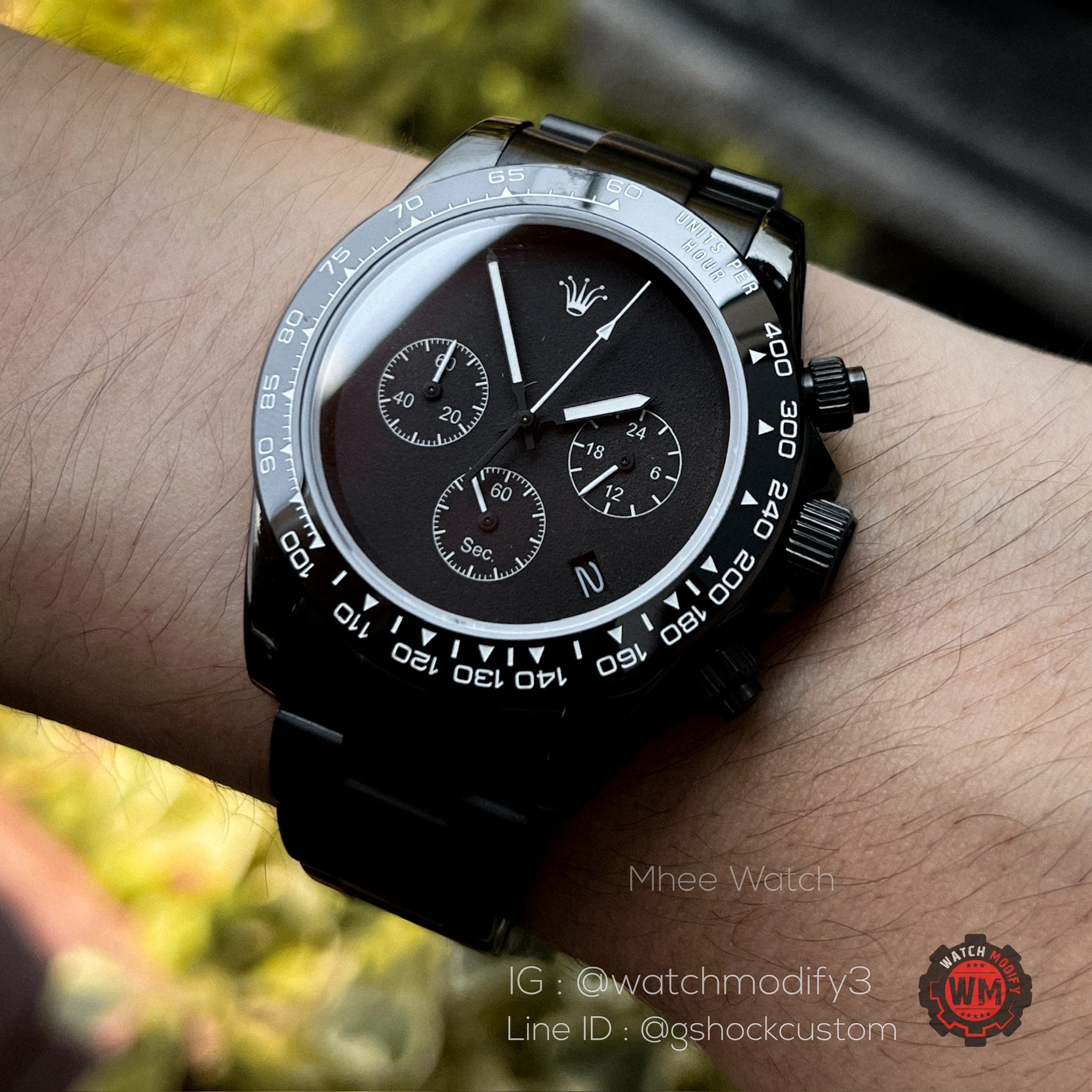 Seikomod Black PVD Crown Edition Daytona Style