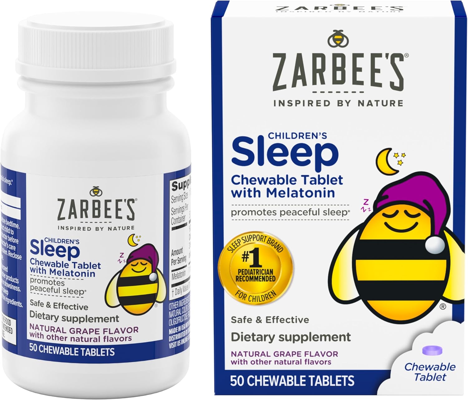 Zarbee's Kids 1mg Melatonin เมลาโทนินเพื่อการนอนหลับสำหรับเด็ก ชนิดเคี้ยว