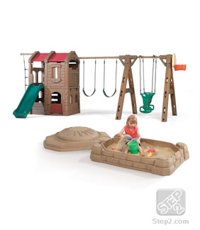 STEP2 Adventure Lodge Play Center with Glider and Sandbox Combo