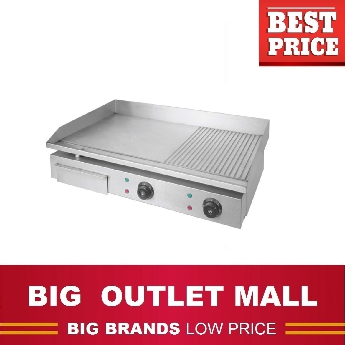 เตาย่าง เตาผัด ไฟฟ้า แบบหน้าเรียบ และ หน้าหยัก Electric Grill (1/2 Flat & 1/2 Grooved)