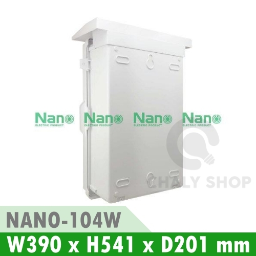 NANO Electric® NANO-104W ตู้กันน้ำพลาสติก มีหลังคา ฝาทึบ ขนาด 15x21x8 นิ้ว (390 x 541 x 201 mm) สีขาว