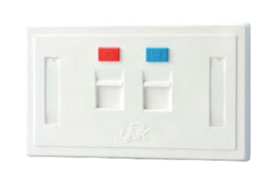 US-2122A : FACE PLATE 2 PORT With Shutter, Icon & Label ID