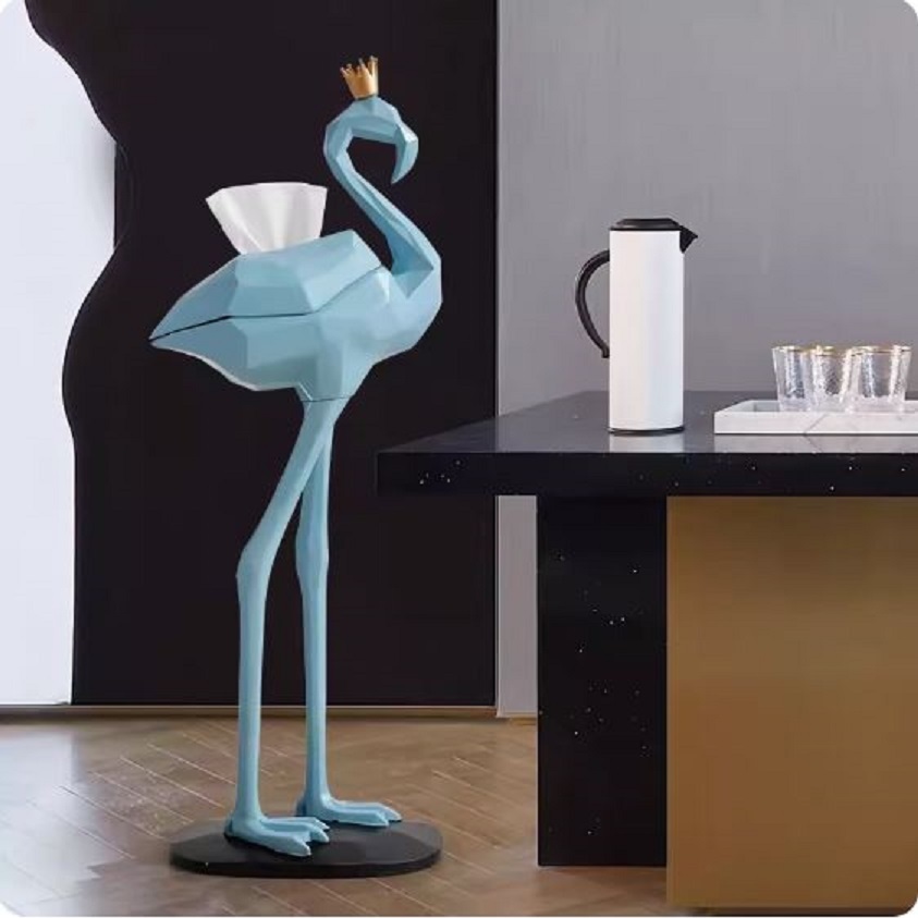 CT194I007 HOMMY ที่ใส่ทิชชู่นก flamingo กล่องกระดาษ ของแต่งห้องนั่งเล่น