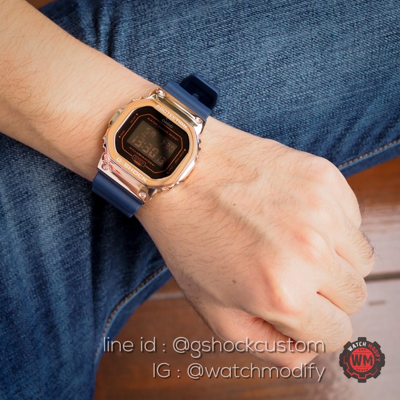 Dw-5600BBM-2 Metal Face Navy Blue Rose Gold
