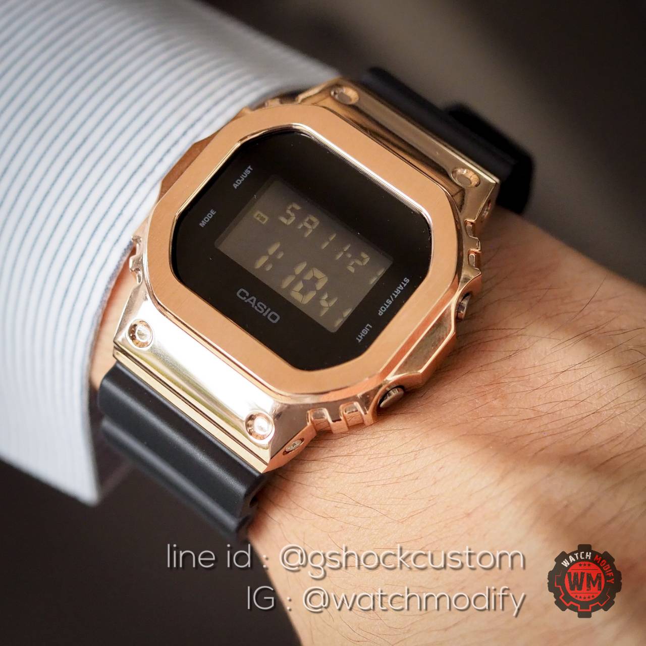 Dw-5600 ยักษ์เล็กCustom ใส่กรอบMetal Rose Gold