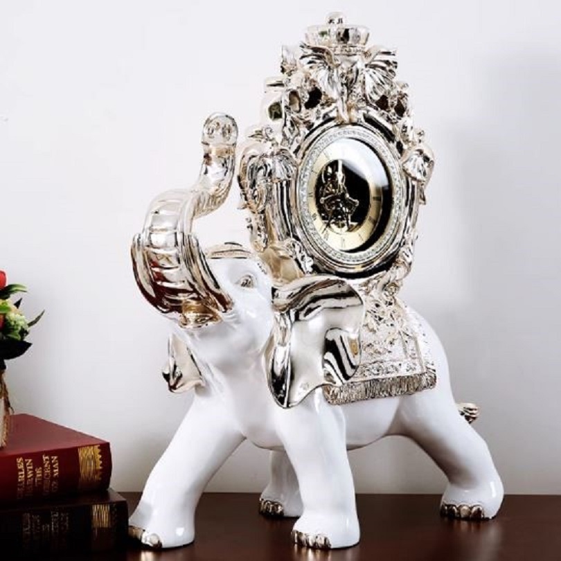 CT215C049 INTERY นาฬิกาช้าง นาฬิกาตั้งโต๊ะ ของขวัญขึ้นบ้านใหม่ แต่งโรงแรม ช้าง Clock