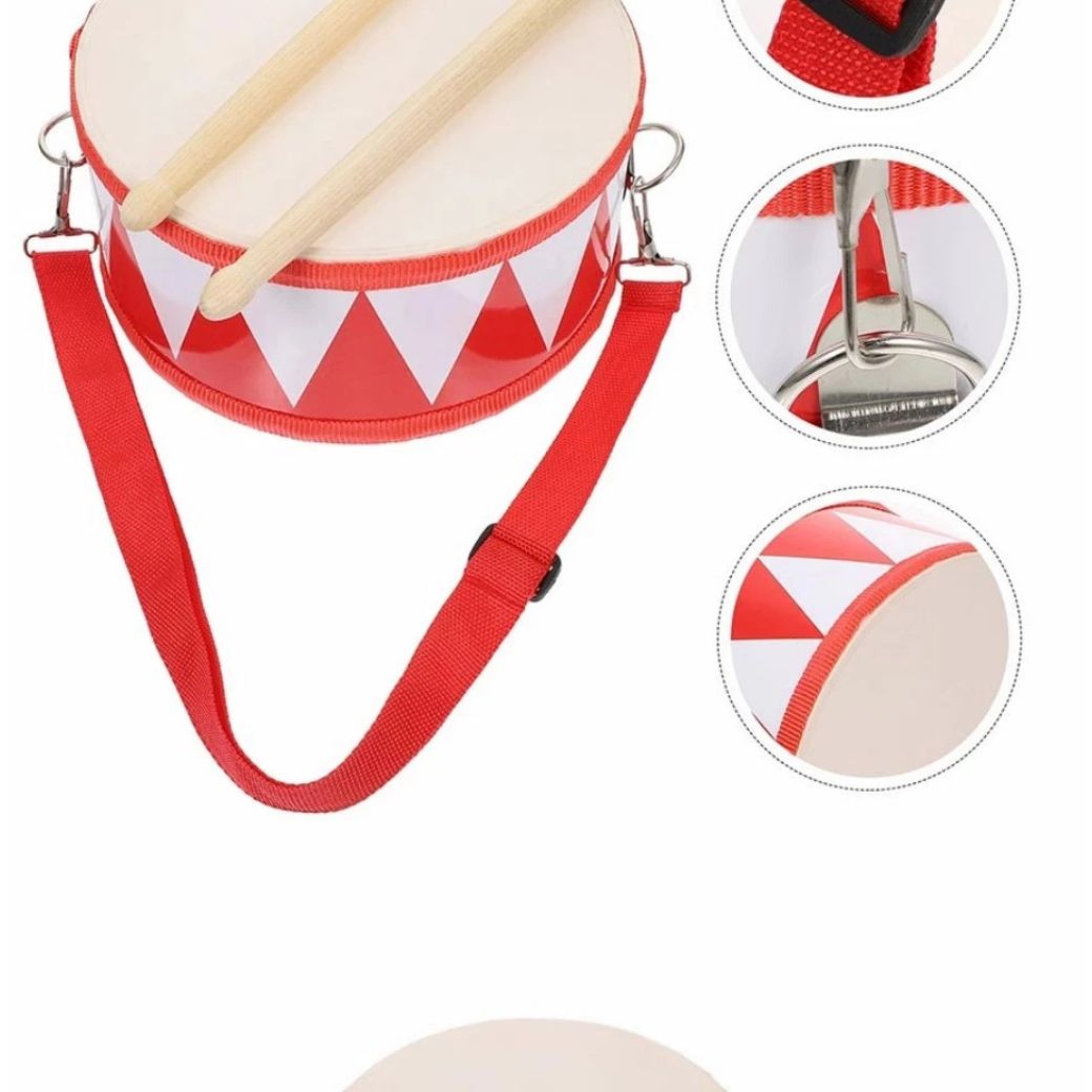 กลองไม้เด็ก 8 นิ้ว พร้อมสายสะพาย