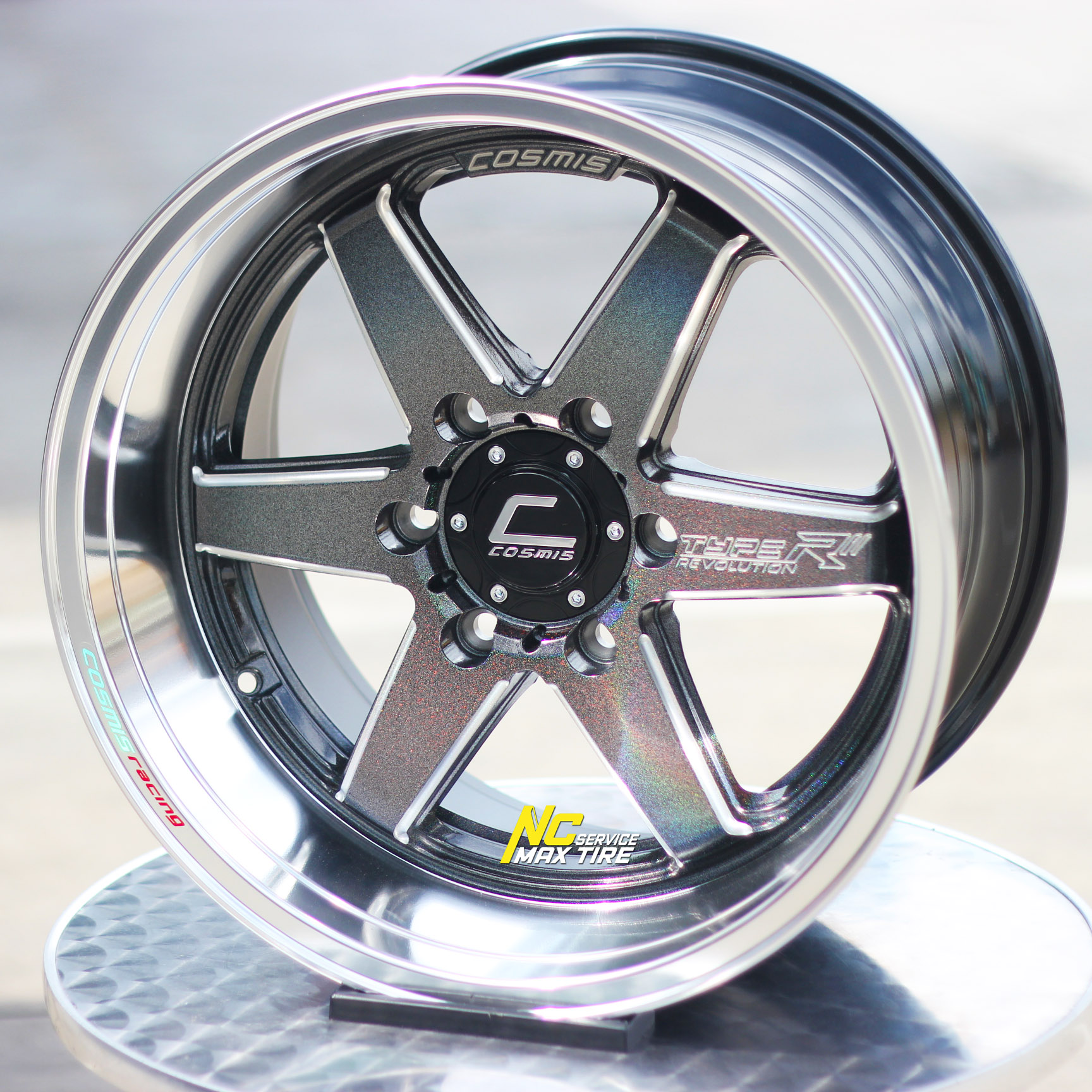 ล้อแม็กขอบ18 / Cosmis Type-R Revolution / สำหรับกระบะ / 18x9.5/10.5 6H139.7 ET25/30 / สี Power Silver Galaxy