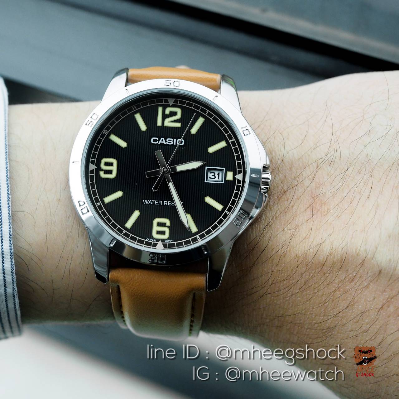 นาฬิกาข้อมือ คาสิโอ้ Casioหน้าPam สายหนังน้ำตาล ของแท้ 100% ประกันศูนย์ Central