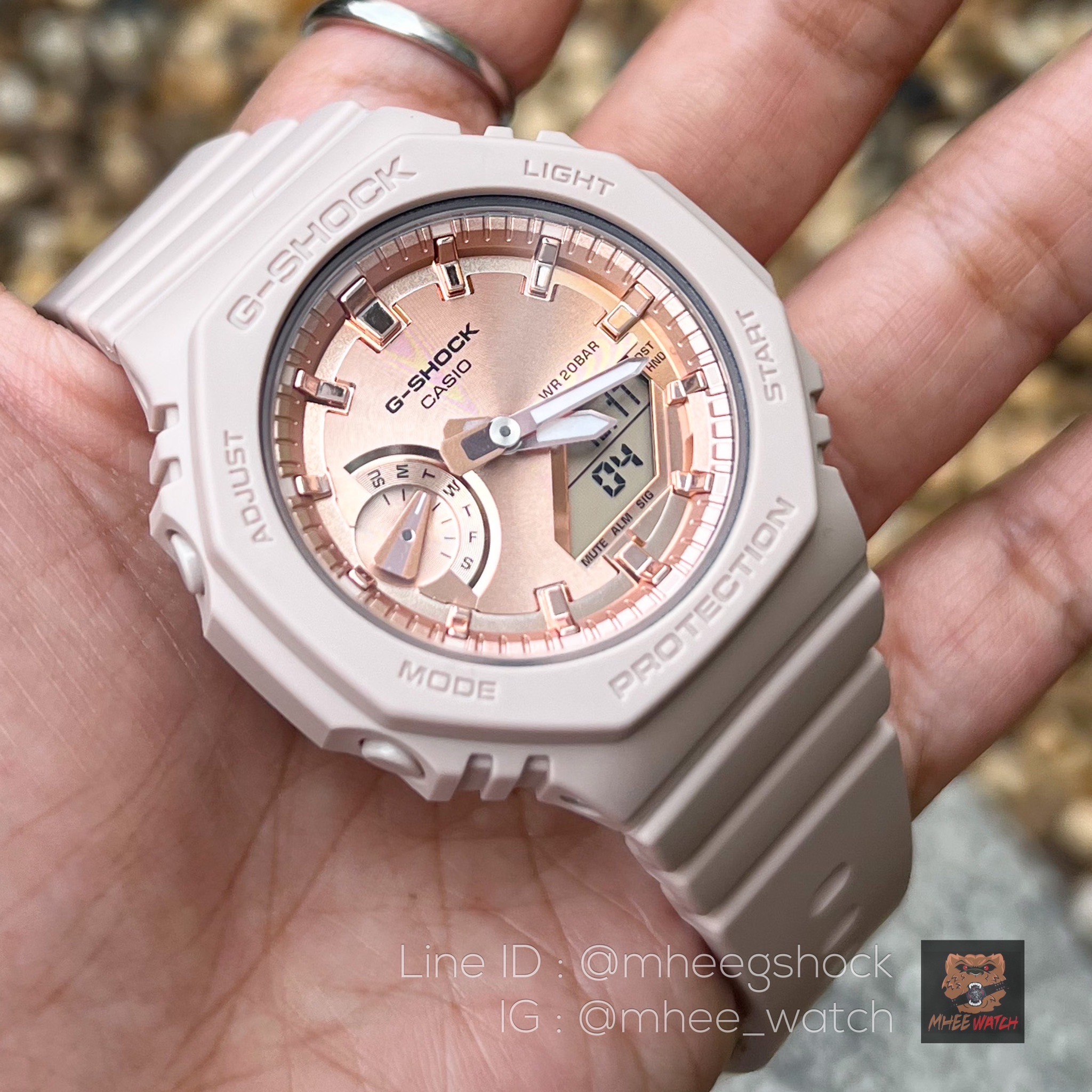 G-Shock GMA-S2100MD สายเรซิ่นสีเบจ หน้าปัดโรสโกล์ด ของแท้ ประกันศูนย์