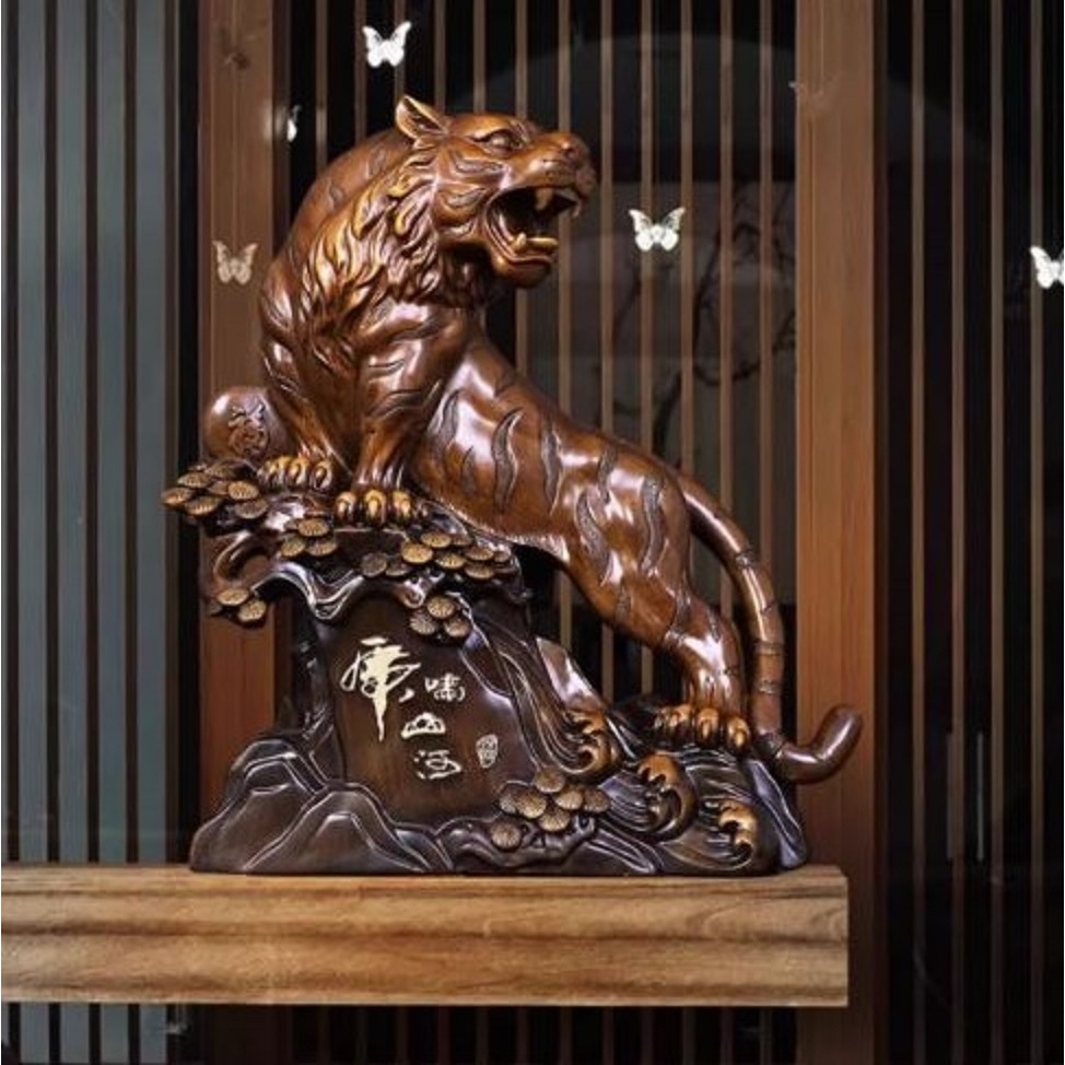 CT227B171 HAOYUN โมเดลเสือ เสือคำรามภูเขาและแม่น้ำโชคดี มงคล ของขวัญเลื่อนตำแหน่ง ของขวัญขึ้นบ้านใหม่ ขนเงินขนทอง รับทรั