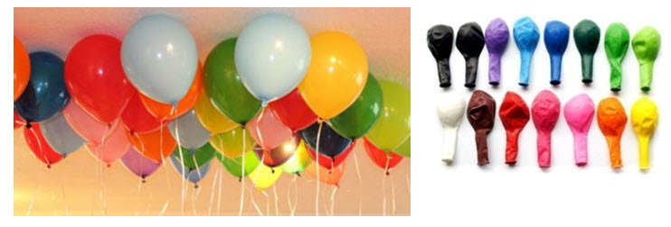 ลูกโป่งยางอย่างดี คละสี / 100 ใบ