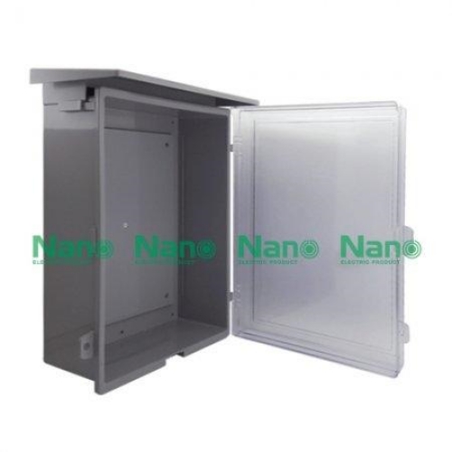 NANO Electric® NANO-103CG ตู้กันน้ำพลาสติก มีหลังคา ฝาใส ขนาด 12.5x16x6.50 นิ้ว (324 x 414 x 170 mm) สีเทา