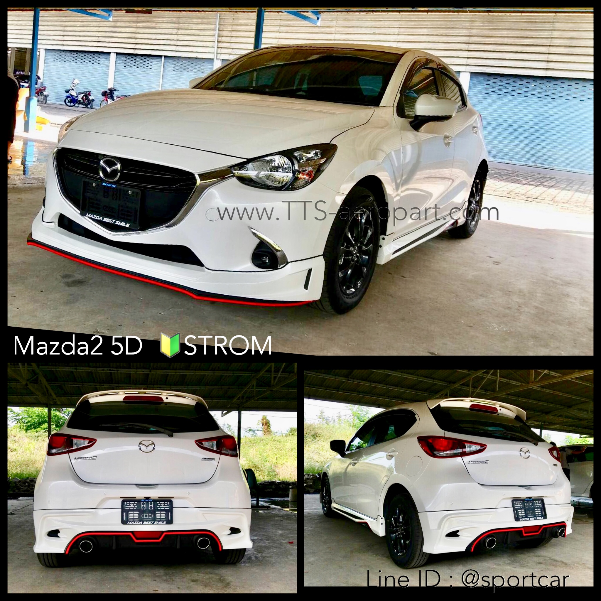 ชุดแต่ง Mazda2 2017 2018 2019 5ประตู STROM, สเกิร์ตรอบคัน Mazda2 Skyactiv มาสด้า2 แต่งสวย