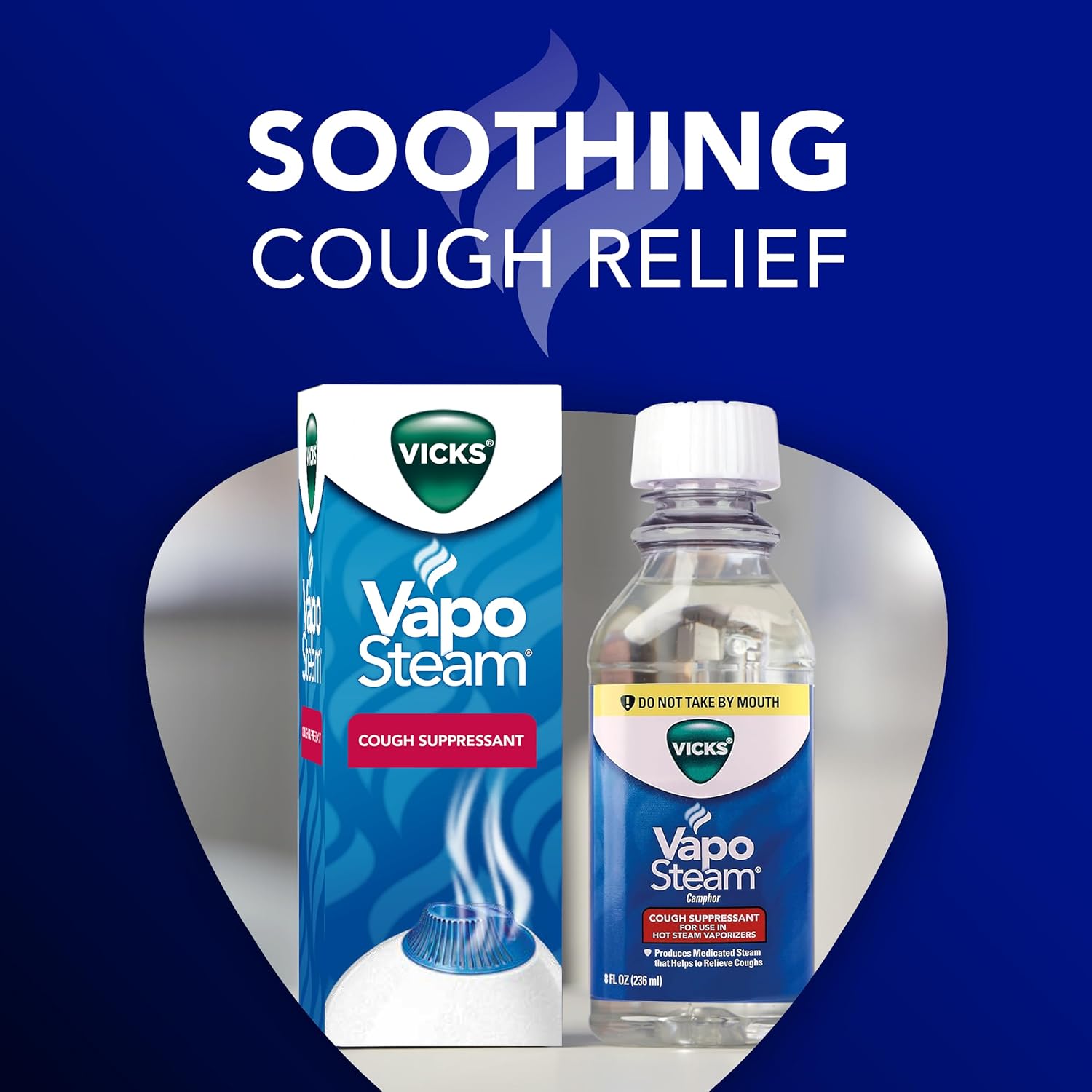Vicks VapoSteam น้ำยาสำหรับใช้ในเครื่องพ่นไอและเครื่องเพิ่มความชื้น บรรเทาอาการไออันเนื่องมาจากหวัด ขนาด 8 Oz. / 236 mL.