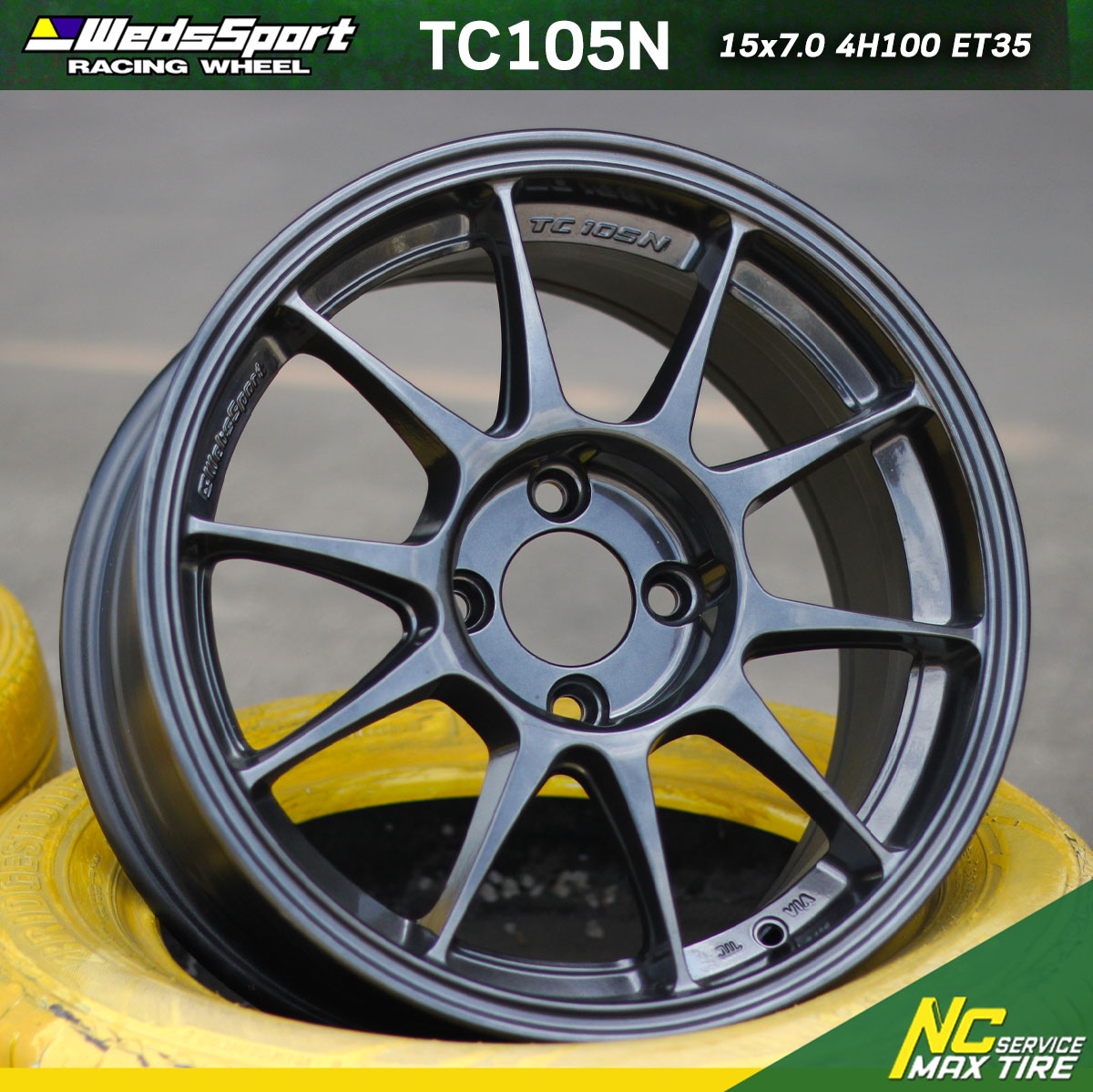 ล้อแม็กขอบ15 / WedsSport / TC105N / 15x7.0 4H100 ET35 / ล้อแม็กสีเทากัล