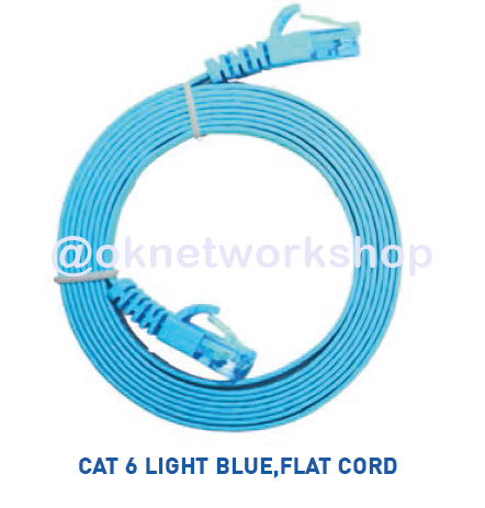US-5142-8 CAT6 Light Blue Flat Patch Cord 2 Meter สีฟ้าสดใส - 10 เส้น