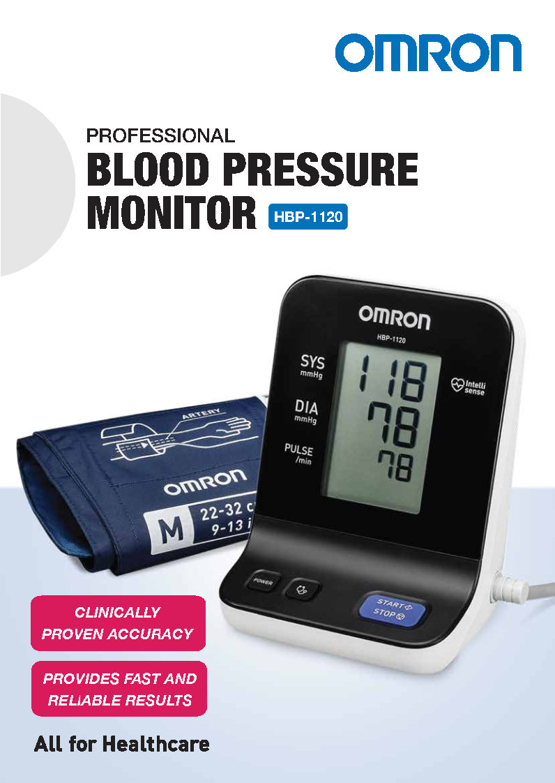 เครื่องวัดความดันโลหิตแบบดิจิตอลแบบตั้งโต๊ะ รุ่น HBP-1120 ผลิตภัณฑ์ Omron (หน้าจอ LCD)