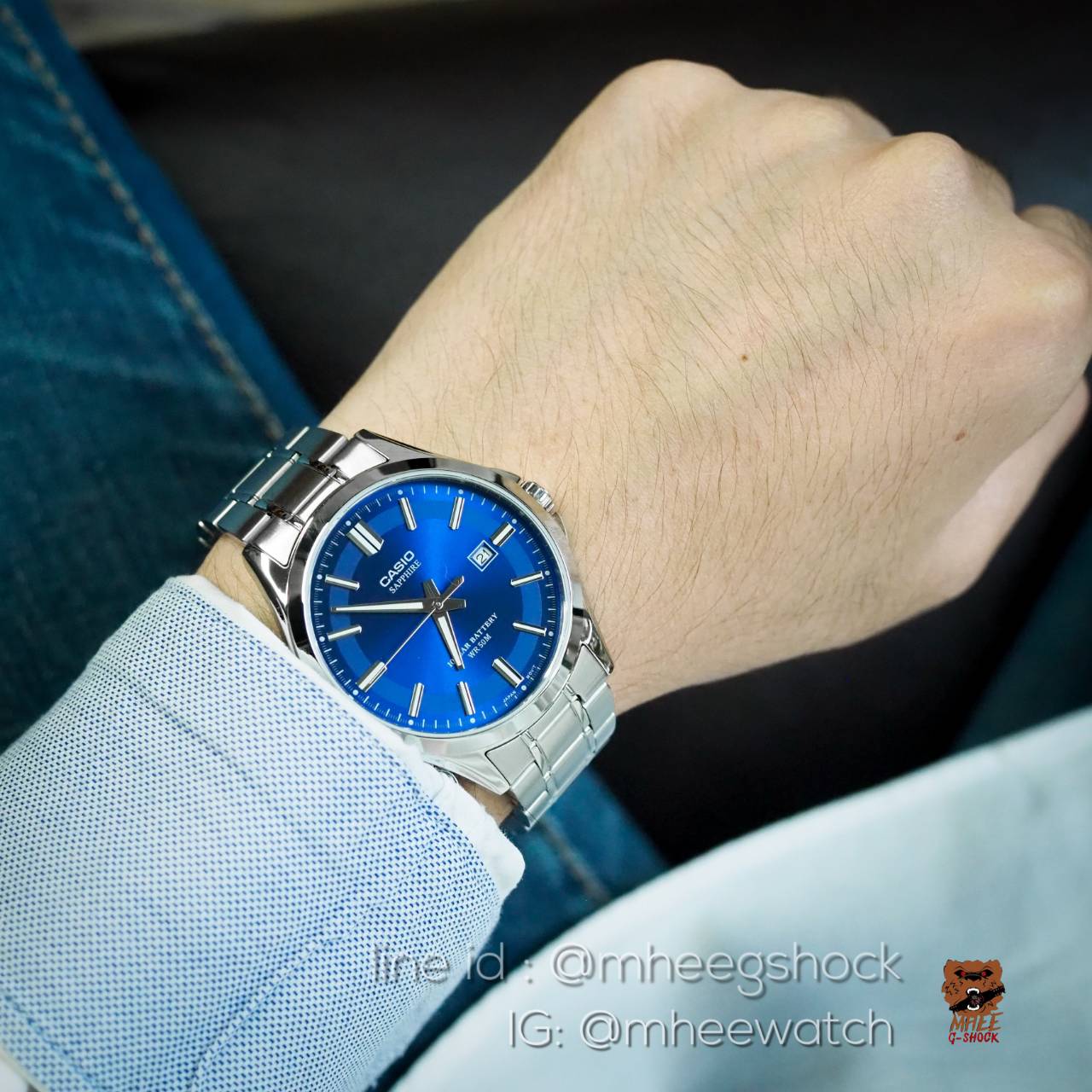 Casio Blue Ocean Silver ตัวท๊อป Sapphire สายสแตนเลส ของแท้ประกันศูนย์