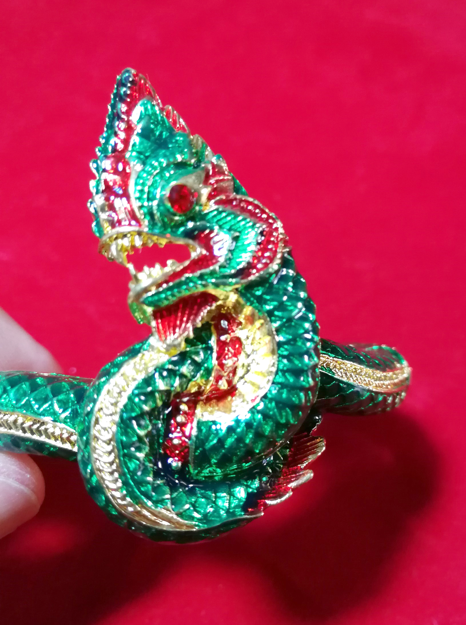 กำไลข้อมือ พญานาค กำไลนาคราช -ลงยาสีเขียว (ขายขั้นต่ำ 100 ชิ้น)