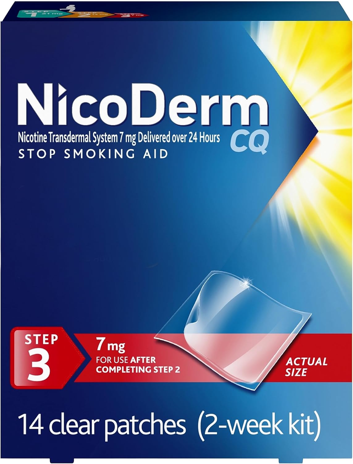NicoDerm CQ Step 3 Nicotine Patches, 7mg (14 Ct) แผ่นนิโคติน แผ่นแปะเลิกบุหรี่