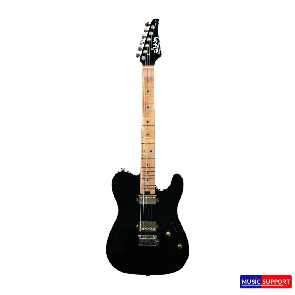 Soloking MT-1 Custom Roasted Maple FB Flat Top Binding With Gold Hardware HH Black