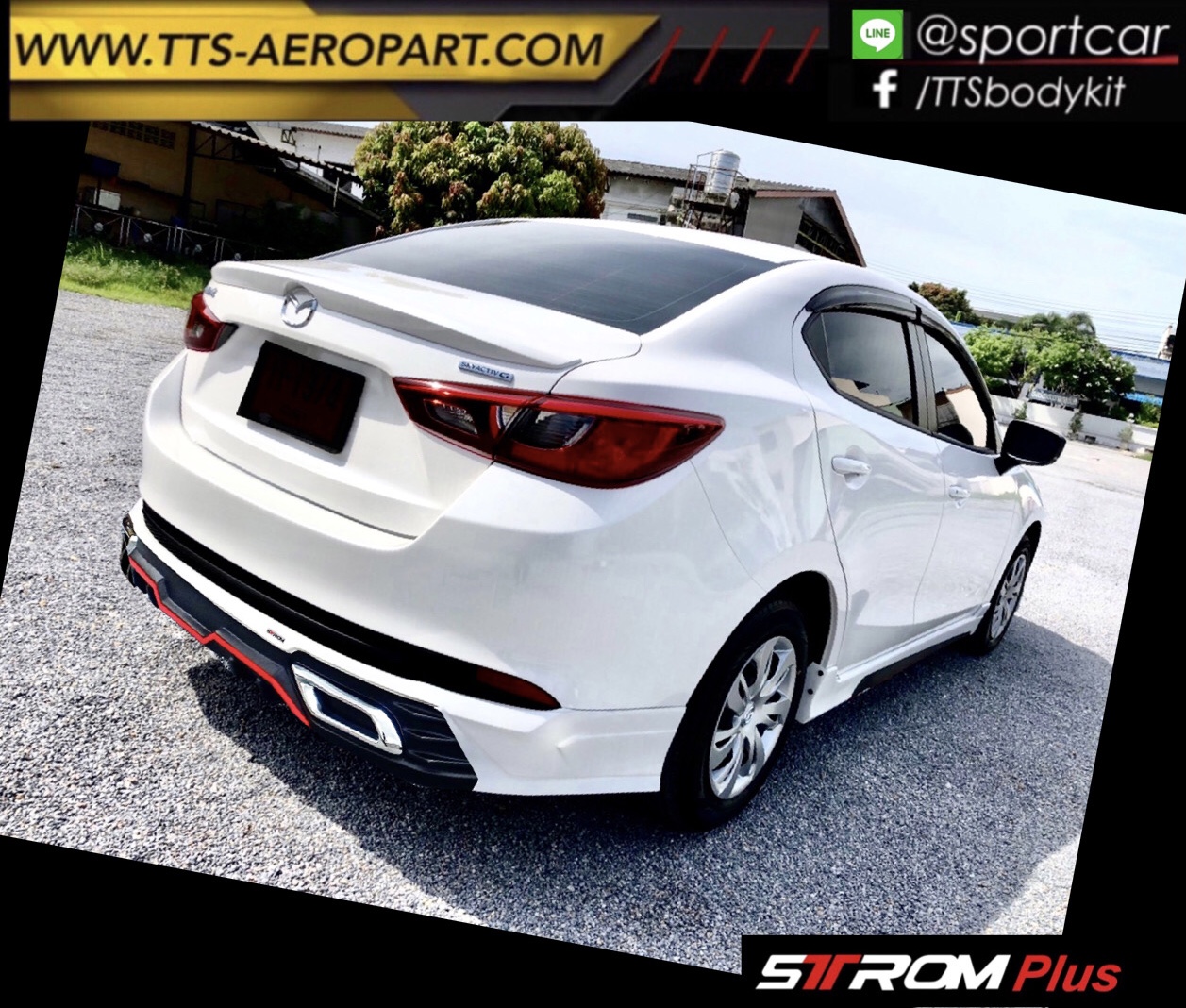 ชุดแต่งรอบคัน Mazda2 2020 2021 2022 4ประตู STROM Plus, ท่อใบไม้เหลี่ยม สไตล์VIP, สเกิร์ตรอบคัน Mazda2 Skyactiv มาสด้า2 แต่งสวย byแต่งรถTTS