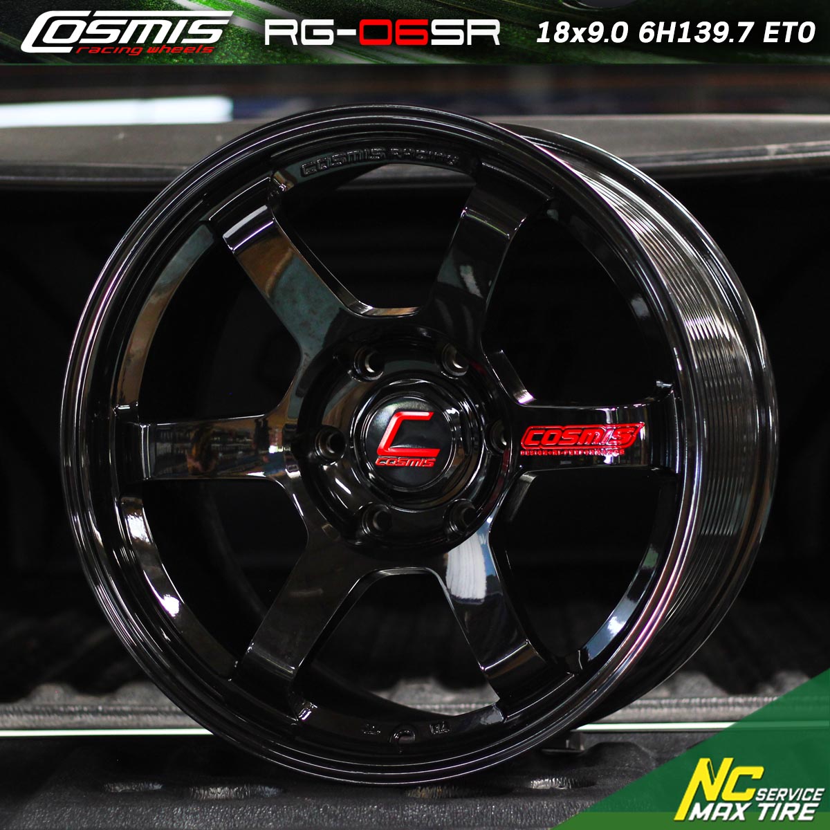 ล้อแม็กขอบ18 / Cosmis / RG-06SR / New Gen / ล้อแม็กสำหรับรถกระบะ / 18×9.0 6H139.7 ET0 / ล้อแม็กสีกัลเทาเงา+CNCหยอดตัวหนังสือแดง / ล้อแม็กสวยๆ / SUV / PPV / NC