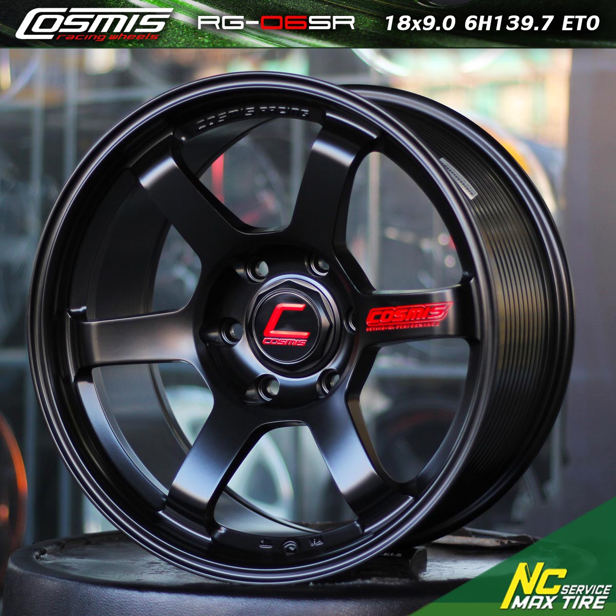 ล้อแม็กขอบ18 / Cosmis / RG-06SR / New Gen / ล้อแม็กสำหรับรถกระบะ / 18×9.0 6H139.7 ET0 / ล้อแม็กสีดำด้าน+CNCหยอดตัวหนังสือแดง / ล้อแม็กสวยๆ / SUV / PPV / NC