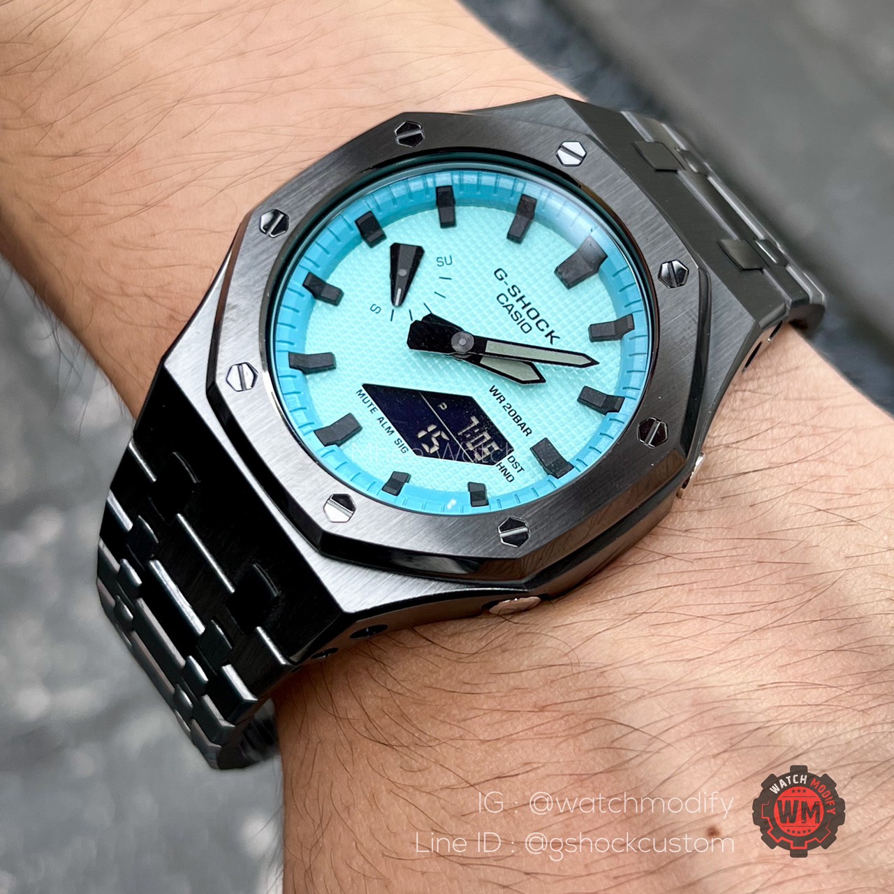 G-Shock AP Casioak Gun Metal Steel with the Tiffany Blue Dial