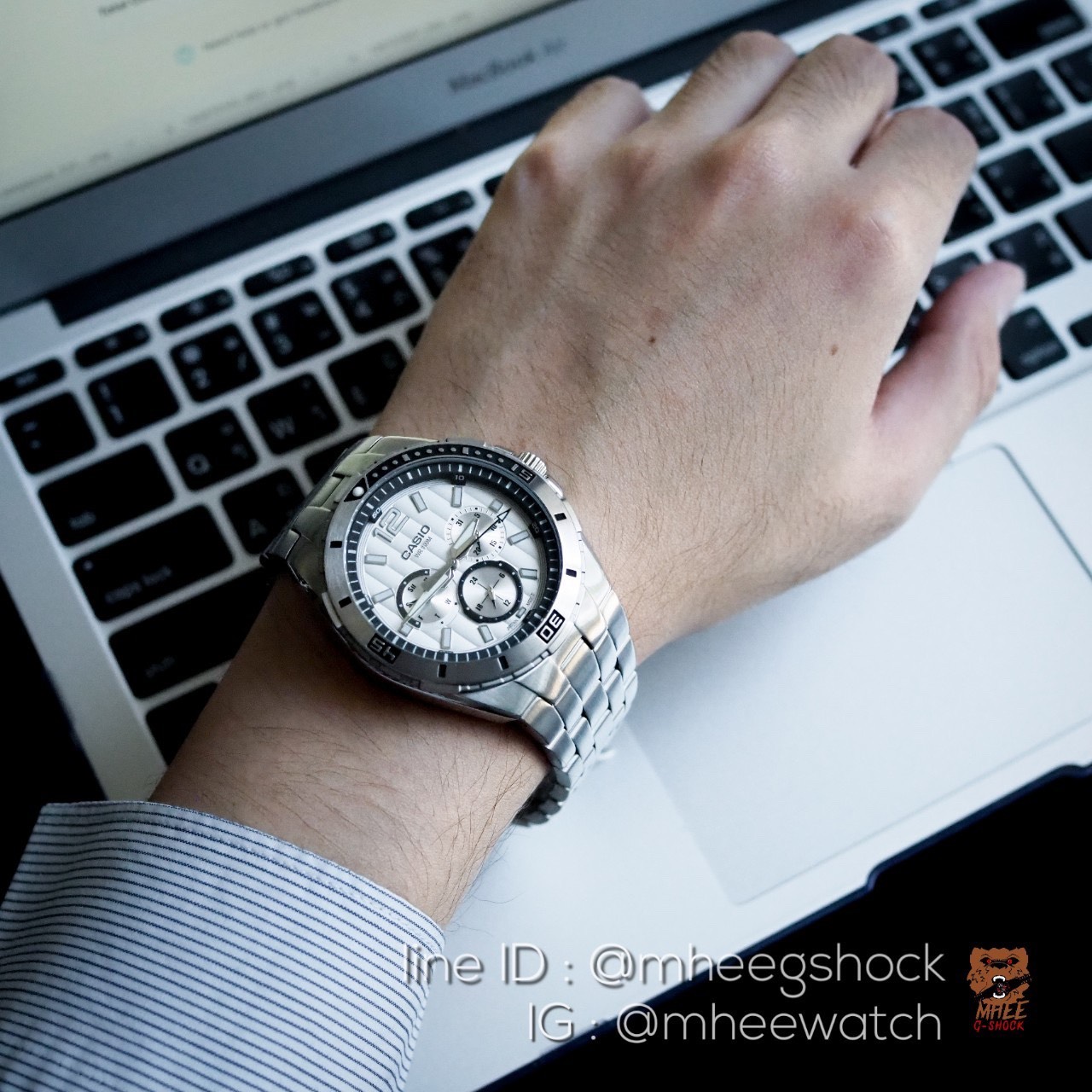 Casioหน้าโครโนกราฟ หน้าPanda สายจิวเบอรี่(Rare item)