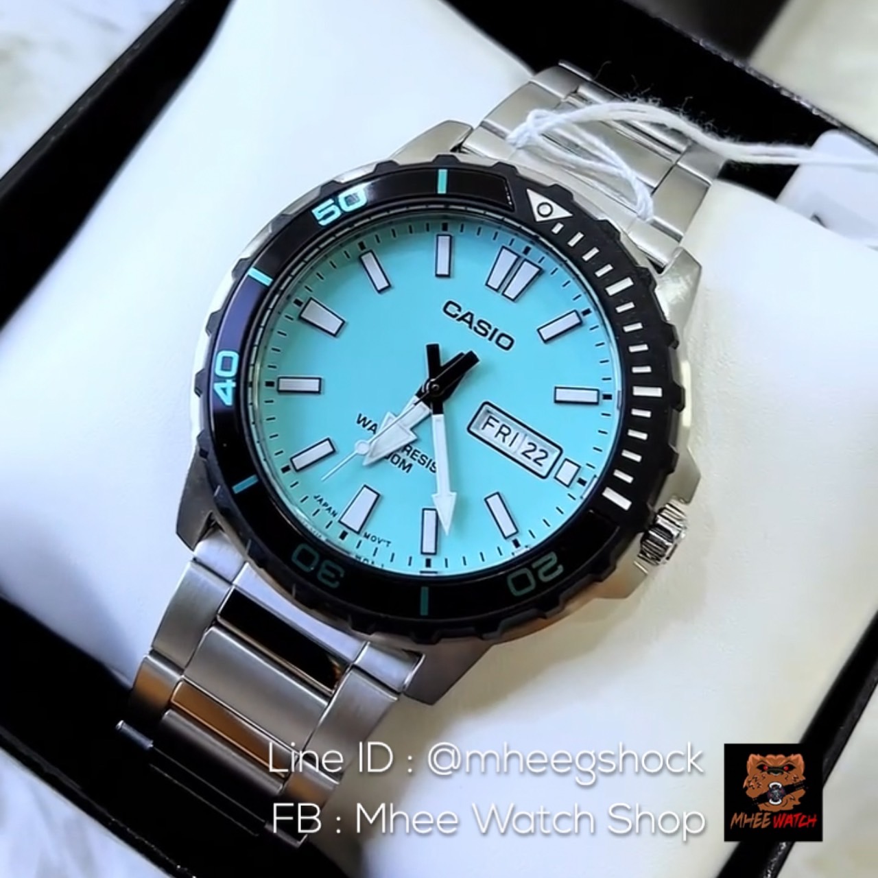 Casio Steel Sports Black Tiffany Blue ของแท้ ประกันศูนย์