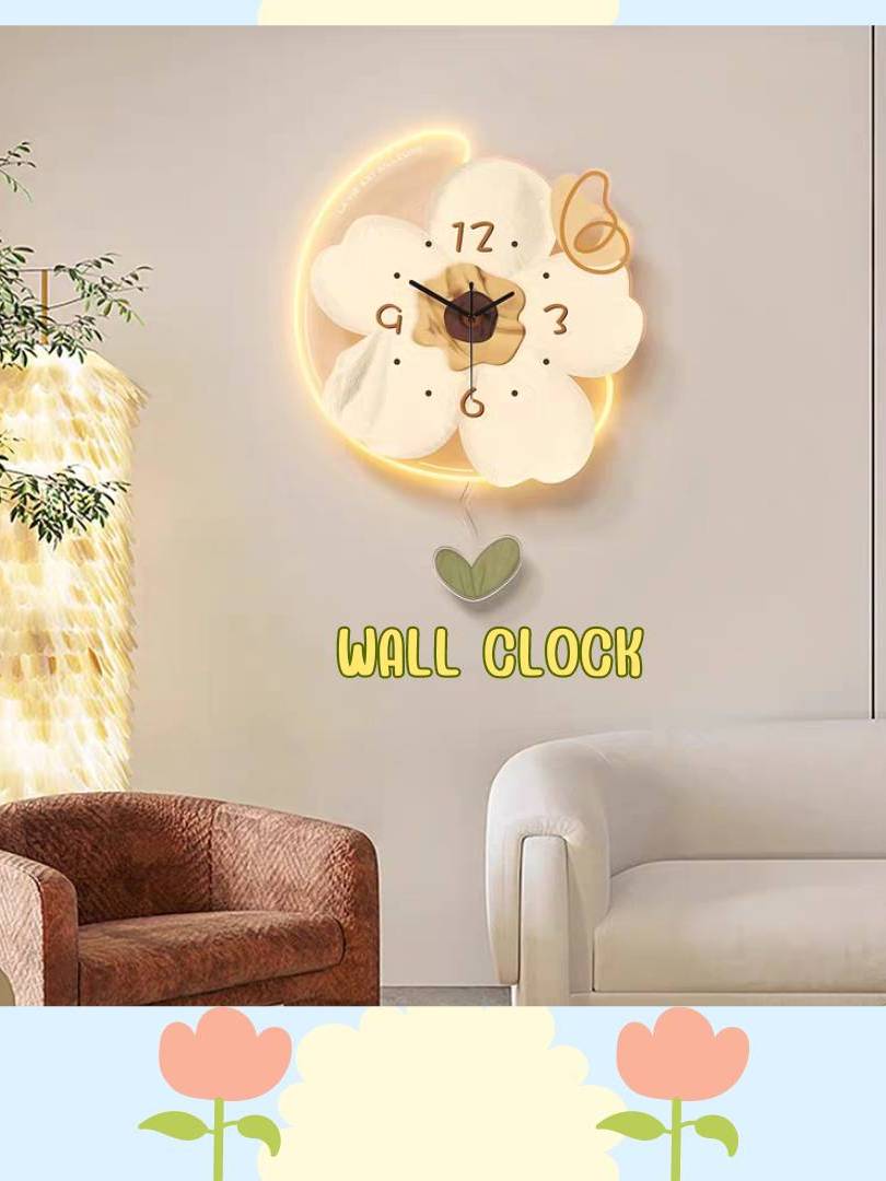 CT208C044 INTERY นาฬิกาติดผนัง นาฬิกามงคล ดอกไม้ Flower WALL CLOCK WALL DECOR