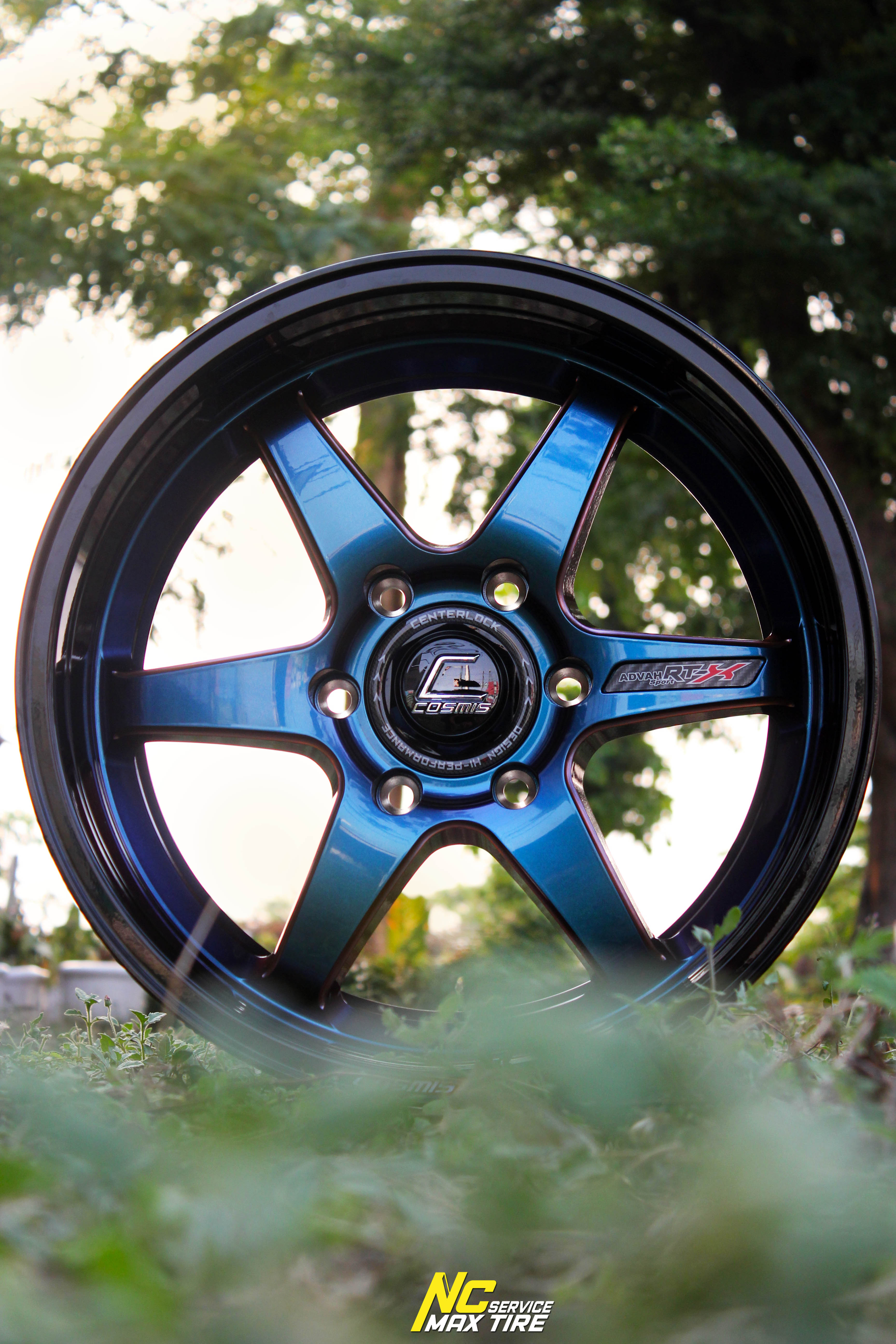 ล้อแม็กขอบ18 / Cosmis / RT-X / ล้อแม็กสวยๆ / ล้อแม็กสีพิเศษ / Custom Color / Power Blue / 18x9.5 6H139.7 ET15 / ล้อแม็กสีน้ำเงินเฉดพาวเวอร์+เพลท+ขอบดำเงา / SUV / PPV / NC