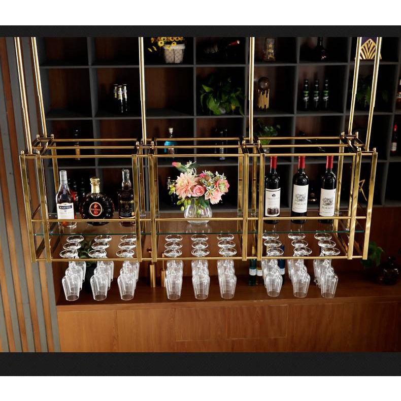 CT092D064 MIRIKITEKI บาร์แขวนแก้วไวน์ ชั้นแขวนแก้วไวน์หรู สไตล์Modern Luxury บาร์แขวนแก้ว ของแต่งบ้าน