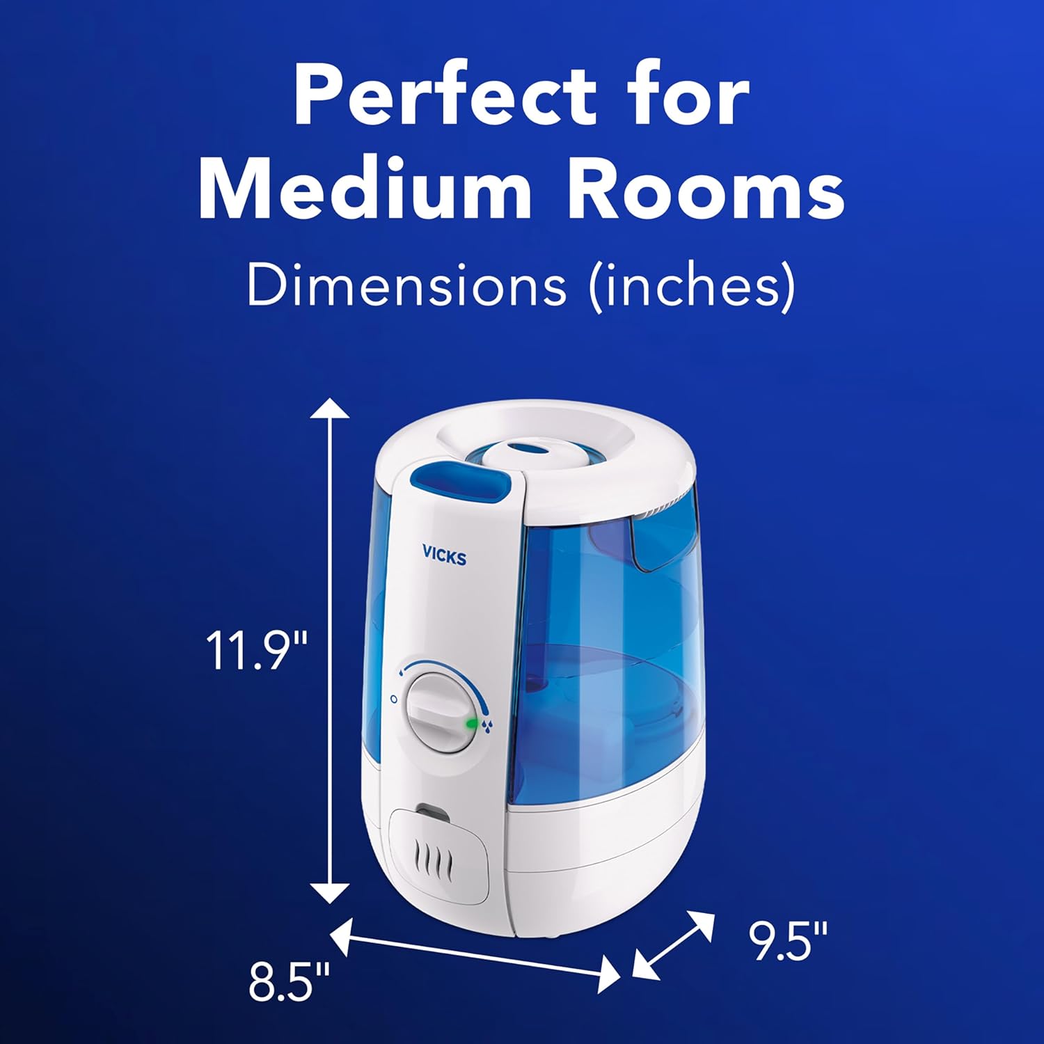 Vicks CoolRelief Cool Mist Humidifier เครื่องเพิ่มความชื้นแบบละอองเย็น พร้อมที่แปลงไฟ