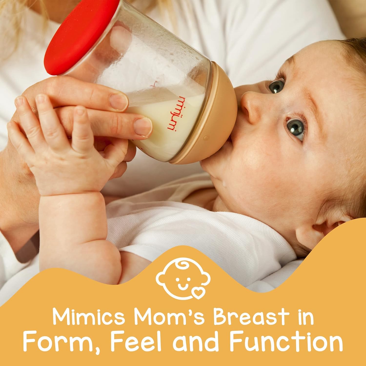 สินค้าพรีออเดอร์ ขวดนมเด็ก mimijumi Baby Bottle ขวดนมดีไซน์เสมือนเต้านมแม่