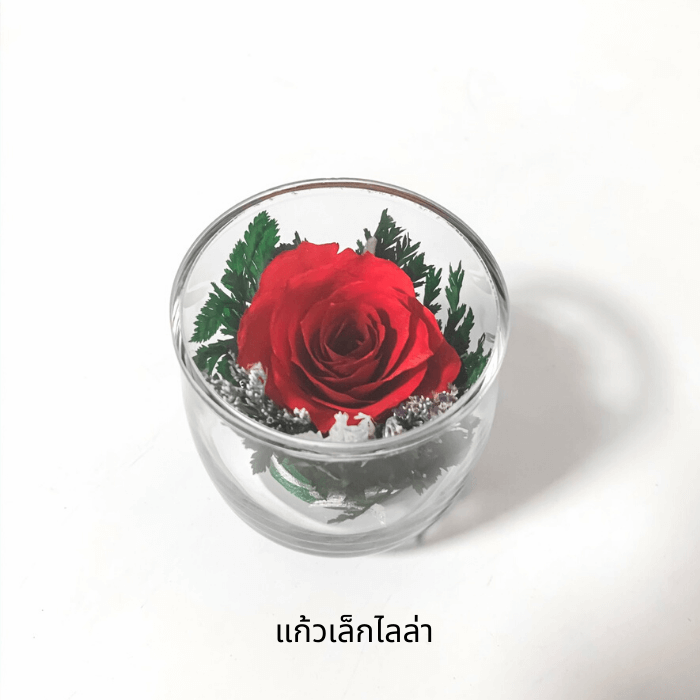 กุหลาบสดในโหลแก้ว ไลล่า งานแฮนด์เมด