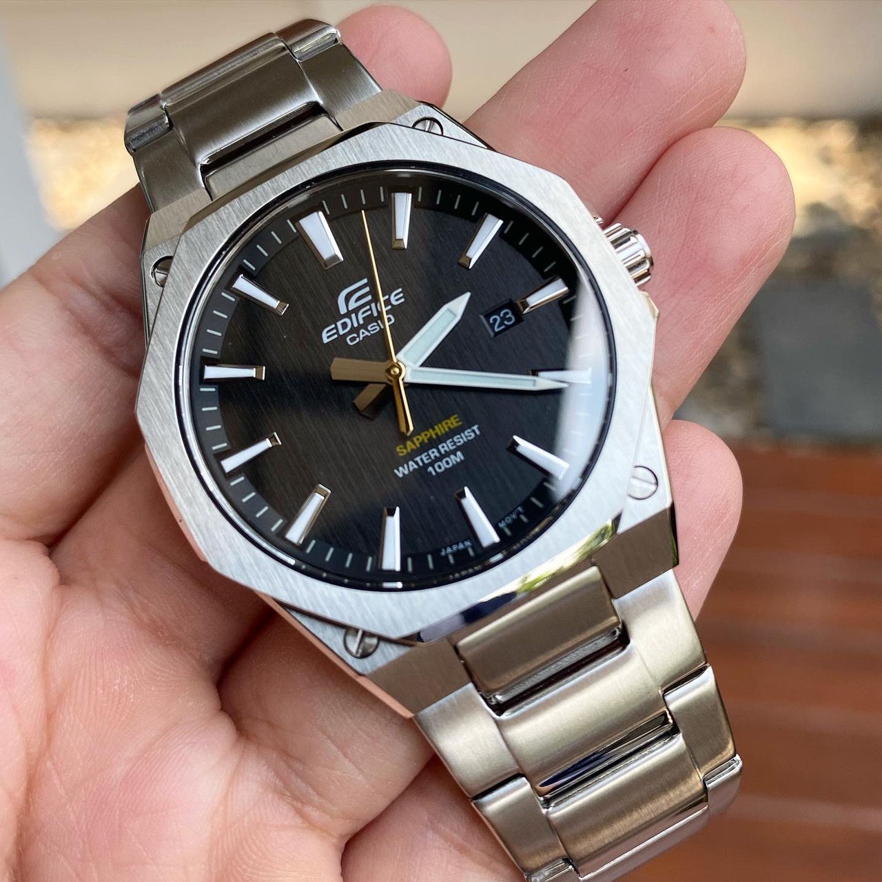 Casio Edifice ทรงAP กระจกSapphire ตัวเรือนบางเฉียบ หายากมาก EFR-S108D-1AV
