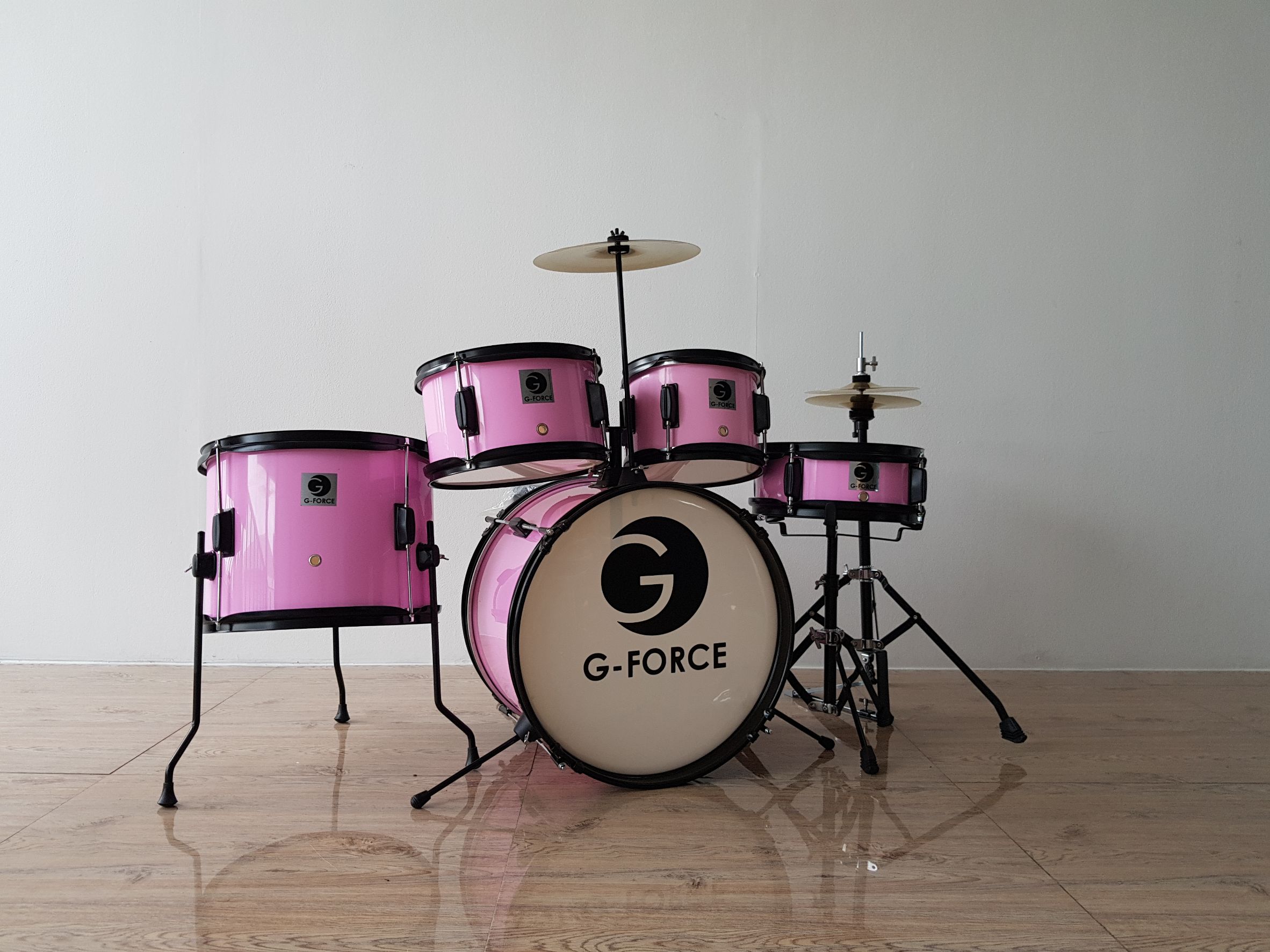 G-Force กลองชุดเด็ก 5 ใบ ขอบดำ สีชมพู GGF-KT2105(PK)