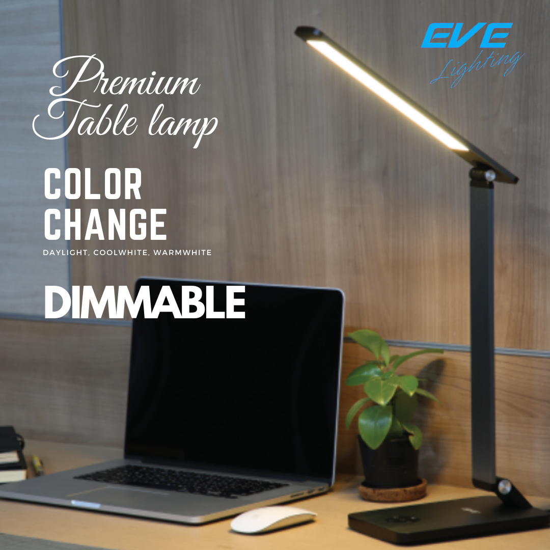 LED Table Lamp Mild Grey โคมไฟตั้งโต๊ะแอลอีดี อ่านหนังสือ สีดำเทา 10 วัตต์ ปรับโทนสีของแสงได้ 3 สี ขาวเดย์ไลท์ เอาไว้อ่านหนังสือ ขาวนวล เอาไว้พักผ่อนสบายๆ สีเหลืองวอร์มไวท์ เปิดใช้ในห้องนอน หรี่แสงได้ ถนอมสายตา
