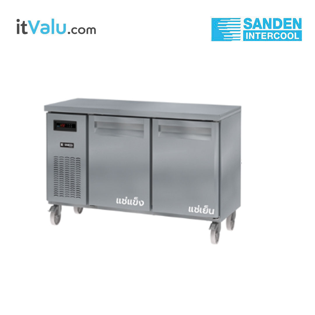 ตู้แช่สแตนเลสเคาน์เตอร์ Sanden ฝาทึบ 2 ประตู แช่เย็น และ แช่แข็ง รุ่น SCD3-1507AS ความจุ ช่องแช่เย็น 121 ลิตร / ช่องแช่แข็ง 121 ลิตร กว้าง 150 ซม. ลึก 75 ซม. สูง 85 ซม. รับประกันความเย็น 1 ปี รับประกันคอมเพรสเซอร์ 1 ปี